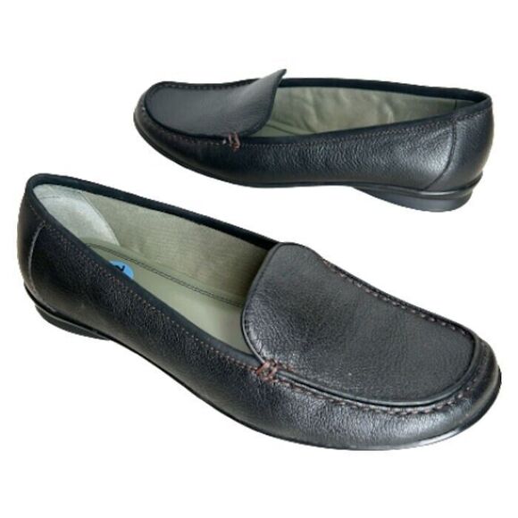 Liz Claiborne Flex Weekend Shoes 7.5 Black Pebbled Leather Loafer Excellent Cond - Picture 2 of 10